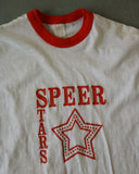 1980s - White/Orange "Speer Stars" Ringer - L/XL