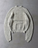 1980s - Light Grey Hand Knit Wool Sweater - XL/XXL