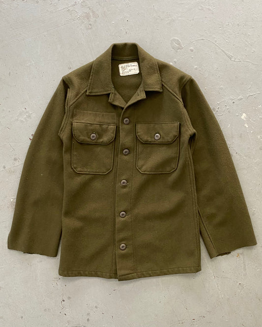 1970s - Khaki Military Wool Shirt - XS