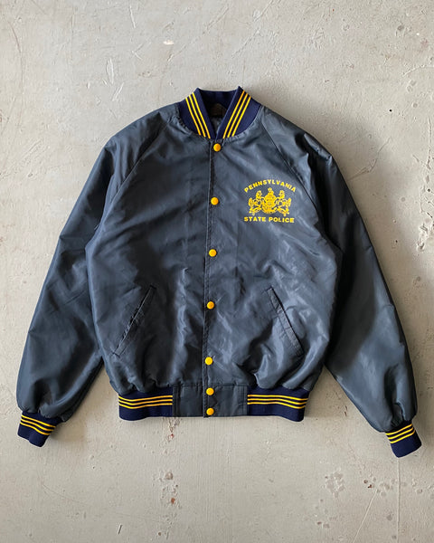 1980s - Navy/Yellow Penn State Police Quilted Bomber - M