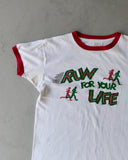 1970s - White/Raspberry "Run For Your Life" Ringer - XS/S