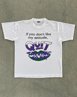 1990s - White "Quit Talking To Me" Graphic T-Shirt - L