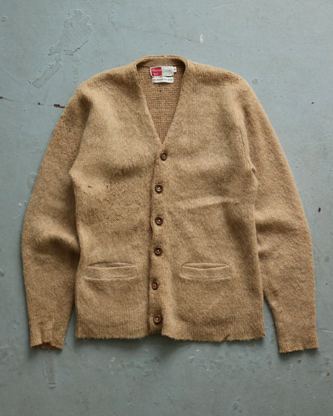 1960s - Coyote Distressed Mohair Cardigan - S