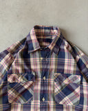 1980s - Navy/Red Plaid Western Shirt - M/L