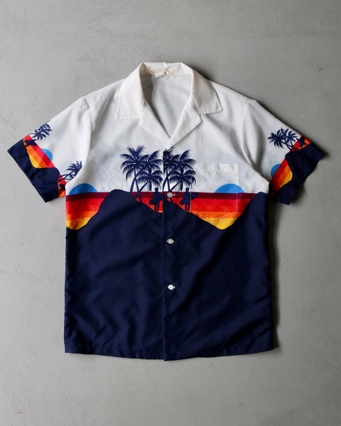 1980s - Navy/White "Sunset" Shirt - M/L