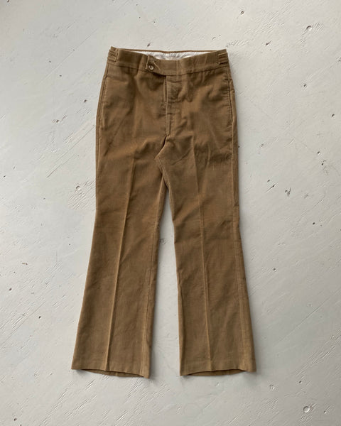 1970s - Beige Suede Flare Pants - 33x32