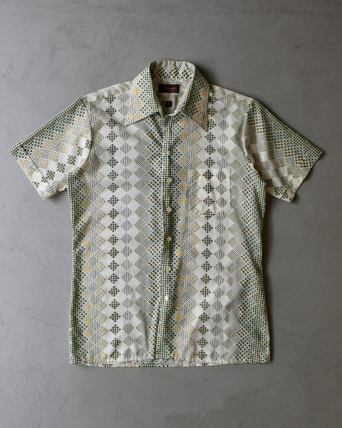 1980s - Green/Cream Mosaïc Shirt - M