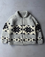 1970s - Grey/Black Nordic Cowichan Sweater - L