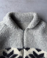 1970s - Grey/Black Nordic Cowichan Sweater - L