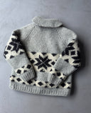 1970s - Grey/Black Nordic Cowichan Sweater - L