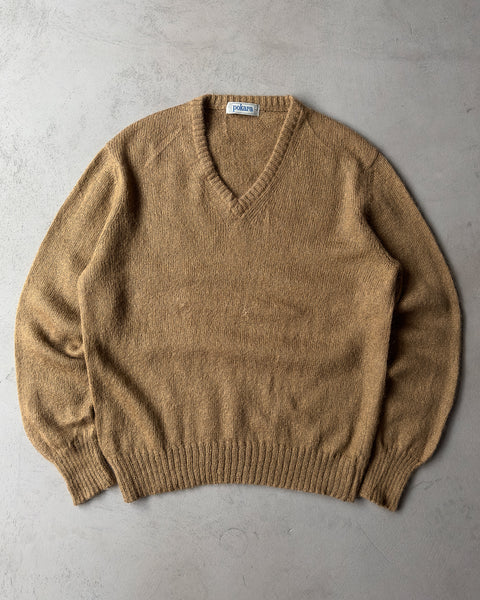 1980s - Brown Mohair V Sweater - L