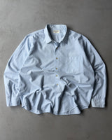 1960s - Baby Blue Broadcloth Military Shirt - XL