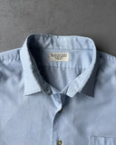 1960s - Baby Blue Broadcloth Military Shirt - XL