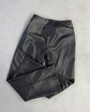 1990s - Black Low Rise Women's Flare Leather Pants - 28x30