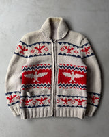 1960s - Grey/Red Cowichan Wool Sweater - M