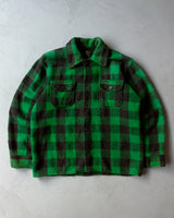 1980s - Green/Black Plaid Wool Shacket - M/L