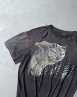 1990s - Faded Black Wolf T-Shirt - L