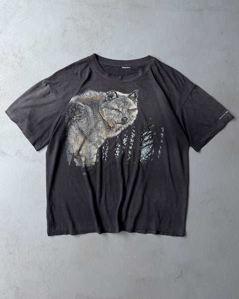 1990s - Faded Black Wolf T-Shirt - L