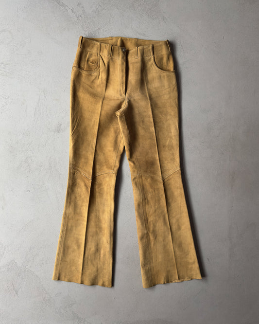 1970s - Caramel Suede Flare Pants - 29x31