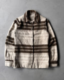 1980s - Cream/Brown Striped Wool Flannel - XXS/XS