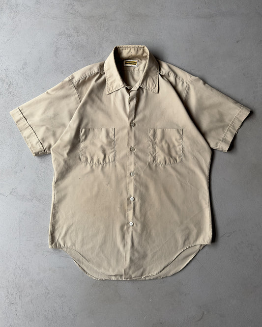 1980s - Tan Work Shirt - M/L