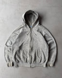 1980s - Grey Thermal Lined Zip-Up Hoodie - L