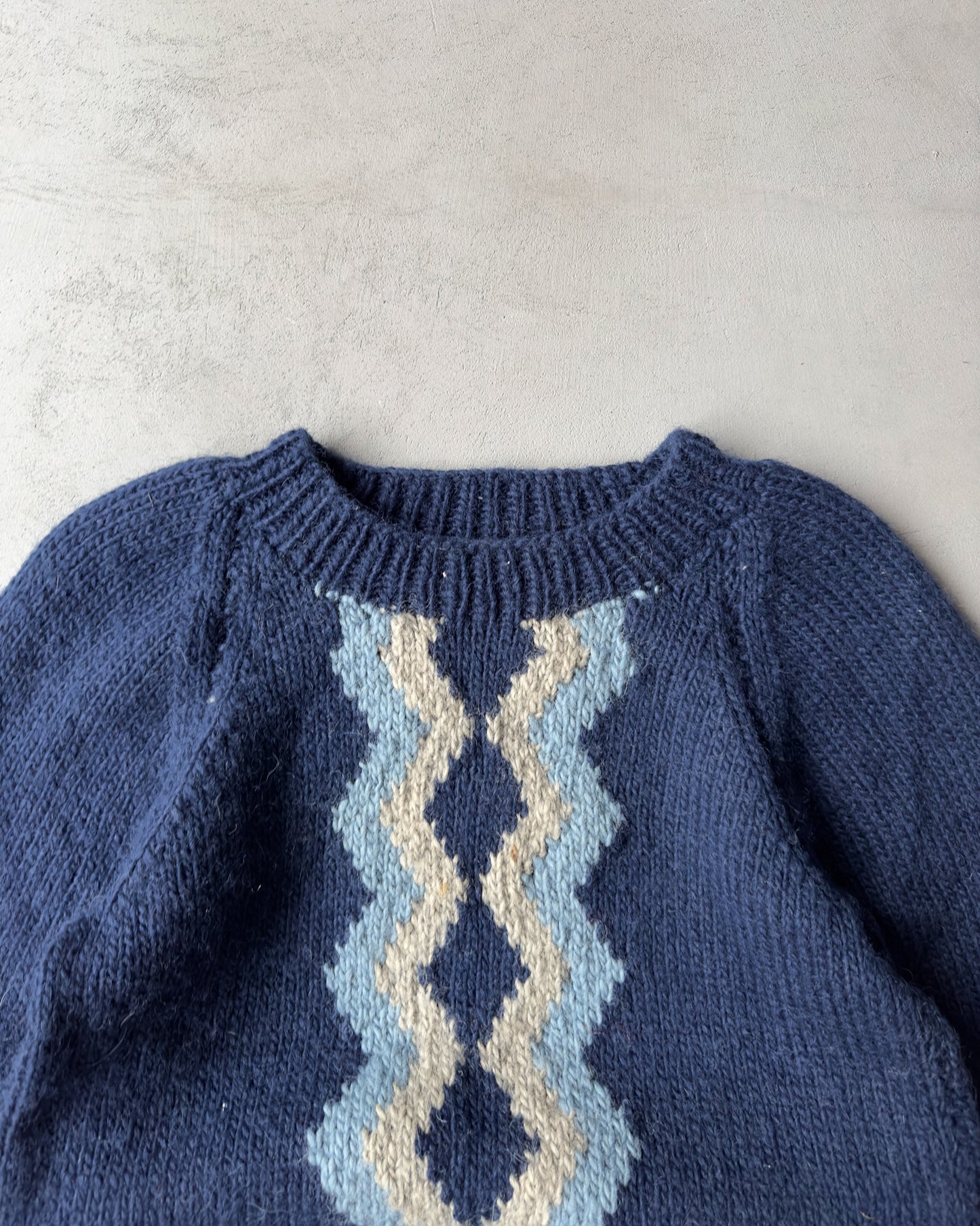 1970s - Navy Wool Sweater - M