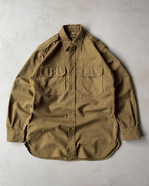 1950s - Khaki Military Officer Button Up - M/L