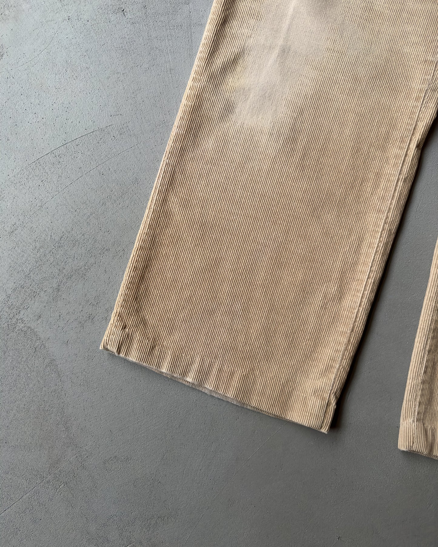 1970s - Distressed Beige Corduroy Loose Pants - 32x27