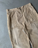 1970s - Distressed Beige Corduroy Loose Pants - 32x27