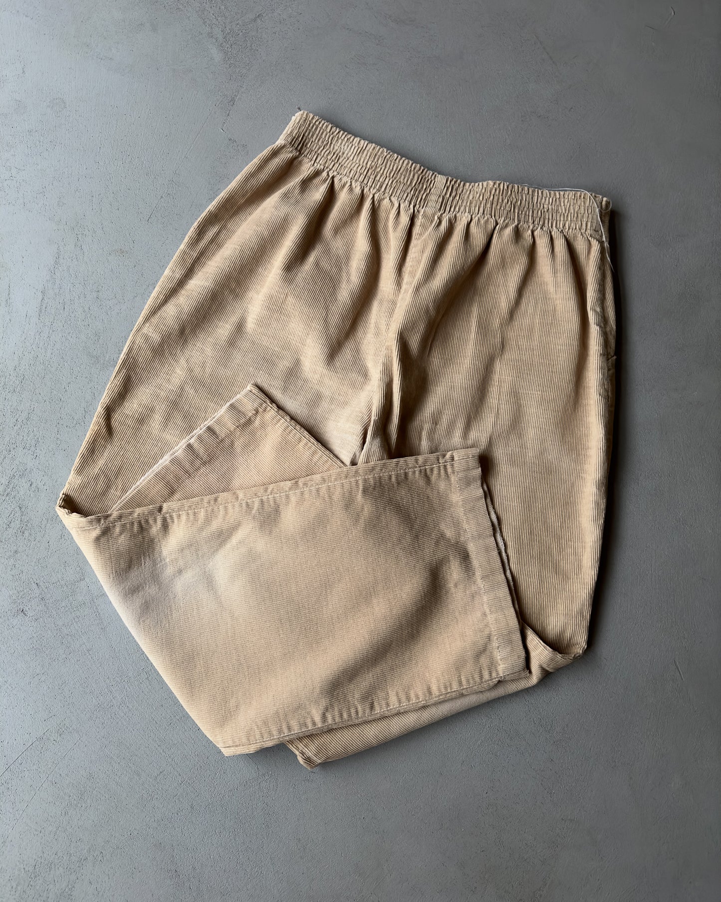 1970s - Distressed Beige Corduroy Loose Pants - 32x27