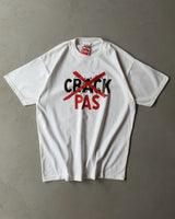 1990s - NOS White "Crack Pas" T-Shirt - L