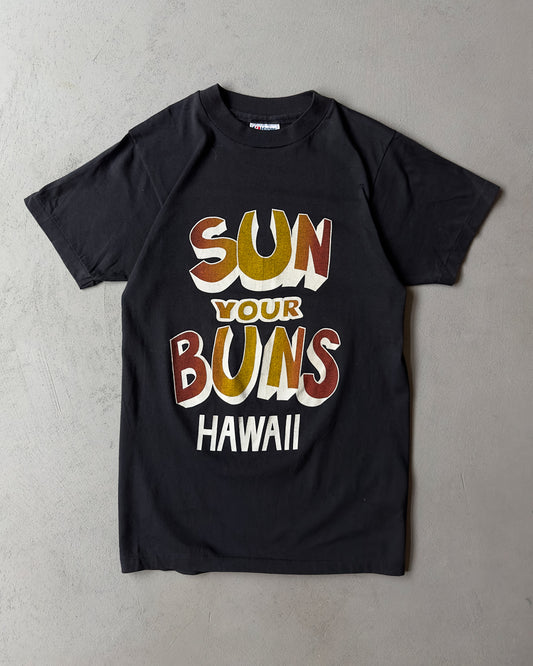 1980s - Black "Sun Your Buns" T-Shirt - XS