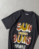 1980s - Black "Sun Your Buns" T-Shirt - XS