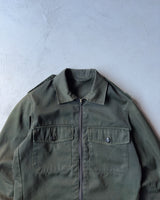 1980s - Dark Green Military Zip Up Shirt - S