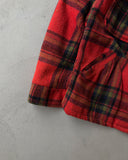 1970s - Red/Navy Plaid Wool Shacket - S