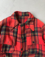 1970s - Red/Navy Plaid Wool Shacket - S