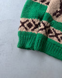 1960s - Green/Brown Cowichan Wool Sweater - M