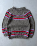 1980s - Charcoal/Purple Hand Knit Wool Sweater - S