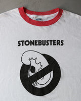 1980s - White/Red "Stonebusters" Ringer - L/XL