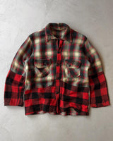 1960s - Green/Red Reconstructed Plaid Wool Flannel - S/M